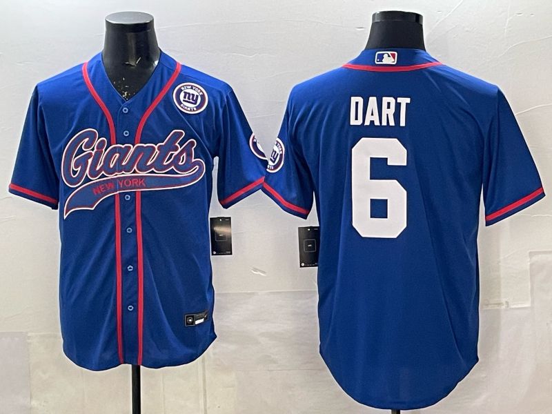 Men 2025 New York Giants #6 Dart Blue Joint Name Nike Limited NFL Jersey 06